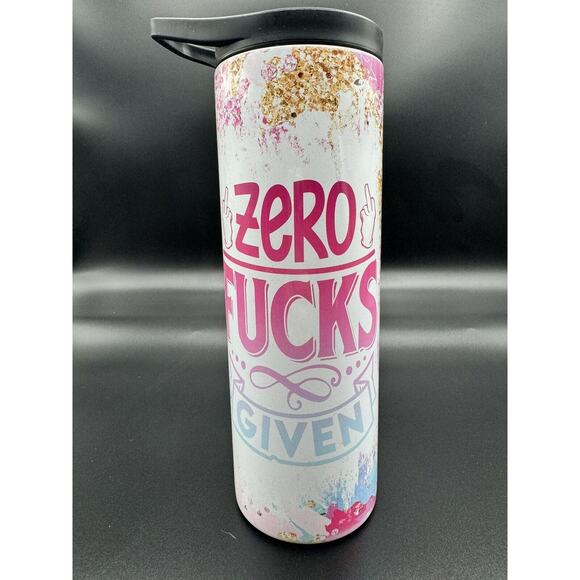 20oz skinny tumbler CUSTOM MADE stainless steel with Flip Top Sports Lid -0 EFFS - Picture 1 of 5